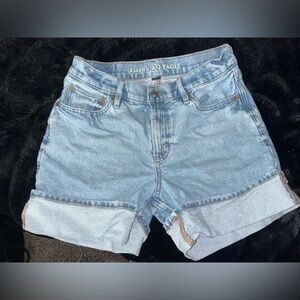American Eagle Outfitters Blue Jean Shorts High-Waisted Distressed